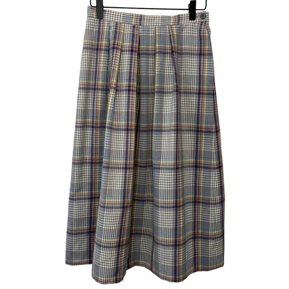 Pendleton Vintage  90s Plaid Academia Secretarial Skirt Pleated Front Size Small - Picture 1 of 8